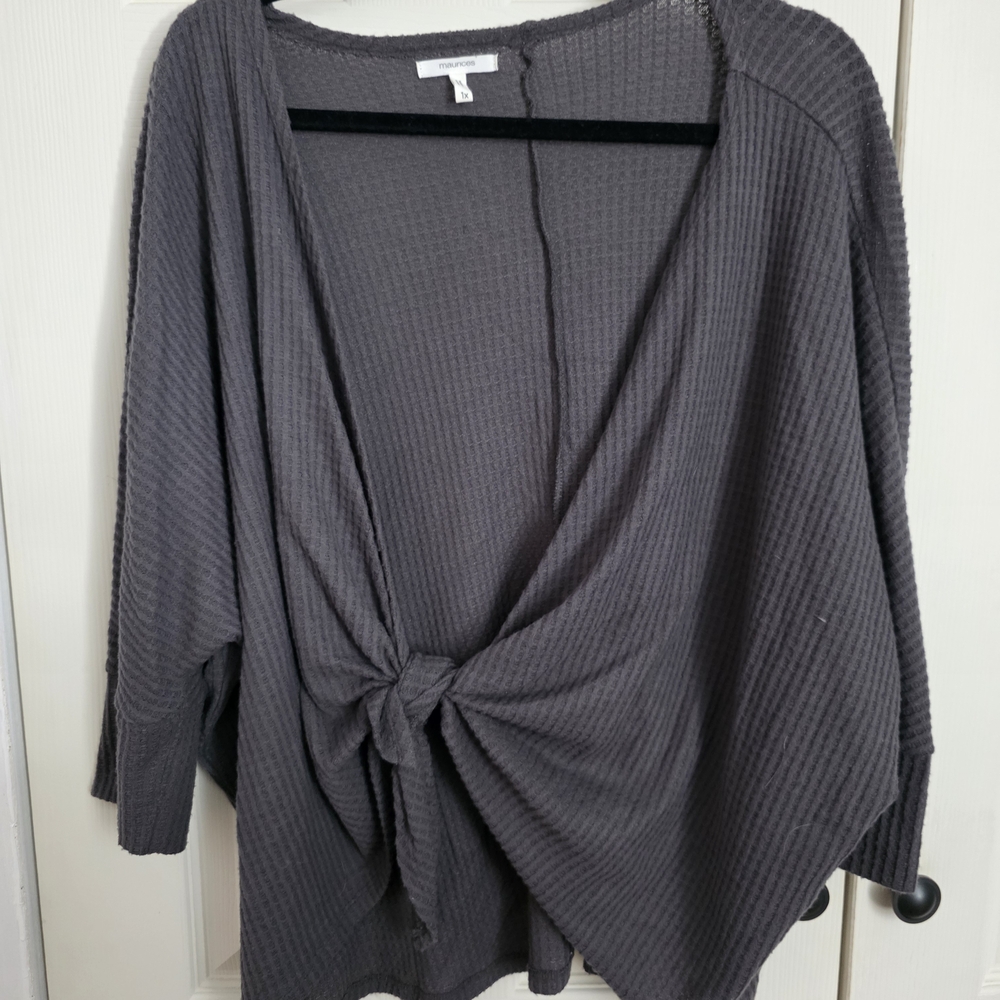 Maurices Charcoal Knotted Tunic Top